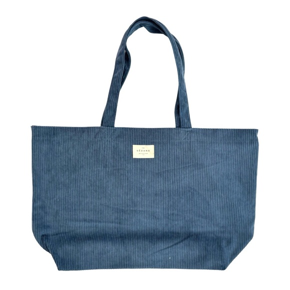 Sezane Blue Corduroy Tote Bag - Picture 1 of 3